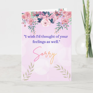 Cartão Elegant Floral Sorry Greeting Card with Heartfelt 