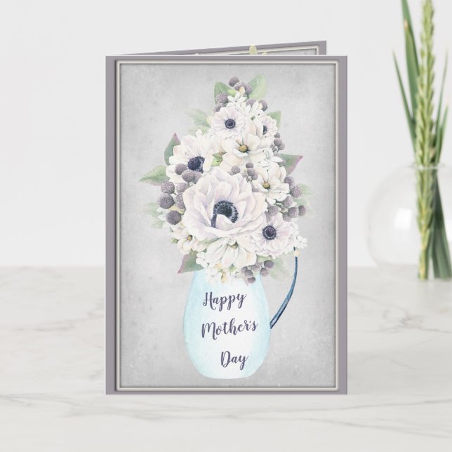 Cartão Elegant Floral Watercolor in Lavender Mother's Day (Frente)