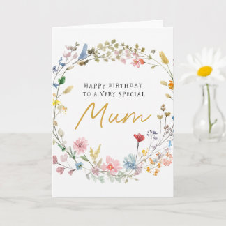 Cartão Elegant Floral Wreath Birthday Card for Mum