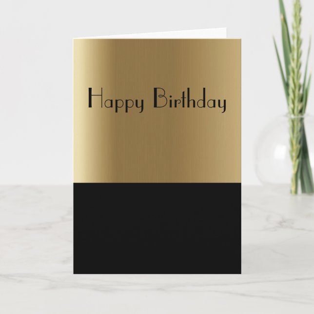 Cartão Elegant Gold & Black Birthday Card (Frente)