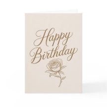 Elegant Gold Script Minimalist Birthday Card