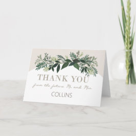 Cartão Elegant Greenery Engagement Party Thank You Card