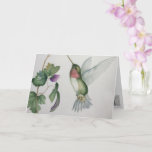 Cartão Elegant Hummingbird Watercolor Blank Greeting Card<br><div class="desc">Be inspired by an elegant hummingbird design on an all occasion greeting card. Created from my original watercolour painting,  the lovely garden image will brighten the day for birdwatchers,  gardeners or nature lovers!</div>