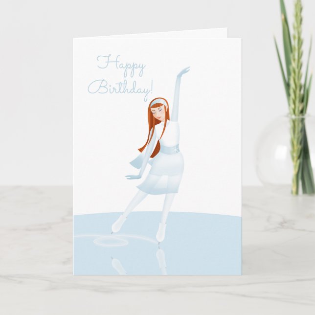 Cartão Elegant Ice Skater Folded Holiday Card (Frente)
