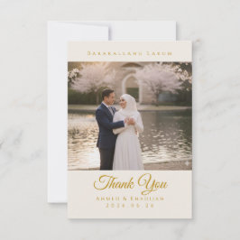 Cartão Elegant Islamic Wedding Thank You Card with Photo