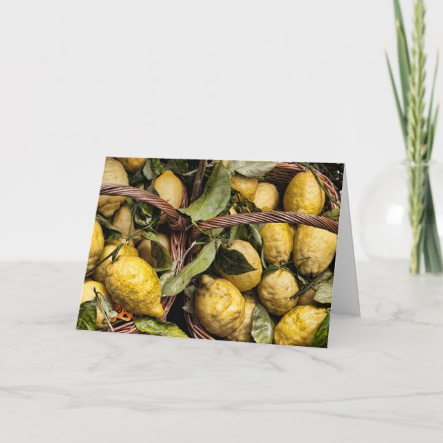 Cartão Elegant Italian Lemon Basket Amalfi Coast Lemons (Frente)