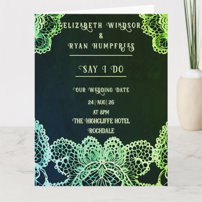 Cartão Elegant Lace" Wedding Invitation Collection (Frente)