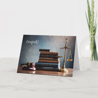 Cartão Elegant Law School Graduation Card with gavel