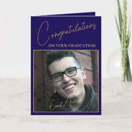 Cartão Elegant Midnight Blue Graduation Photo Card