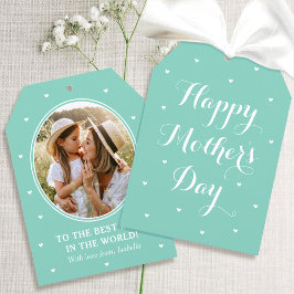 Cartão Elegant Mother's Day Photo Script Mint Green White