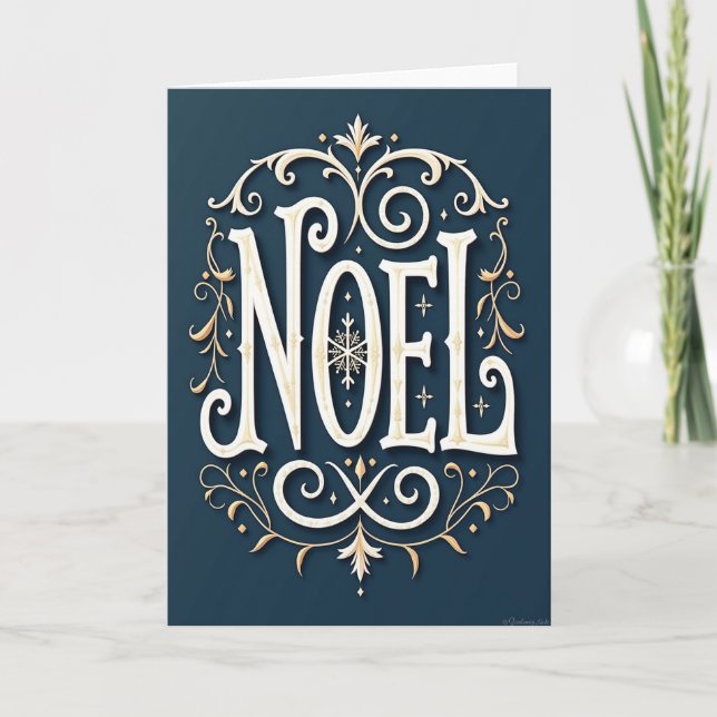 Cartão Elegant Noel Christmas Snowflake Card (Frente)