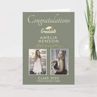 Cartão Elegant Ornament Graduate 2 Photo Graduation