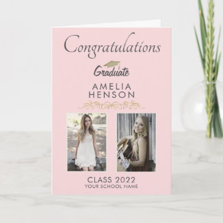 Cartão Elegant Ornament Graduate 2 Photo Graduation