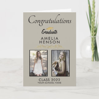 Cartão Elegant Ornament Graduate 2 Photo Graduation