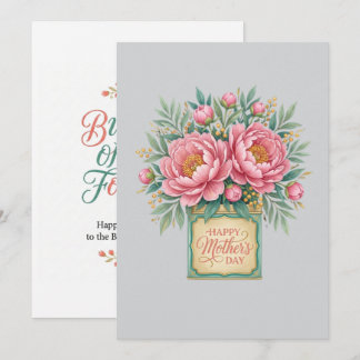 Cartão Elegant Pink Peonies Mother's Day Card - Vintage G
