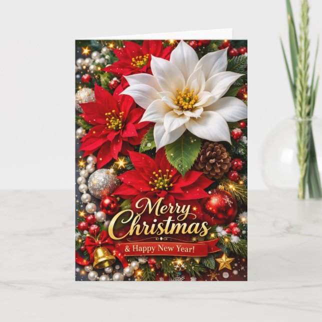 Cartão Elegant Poinsettia Christmas Greeting Card (Frente)