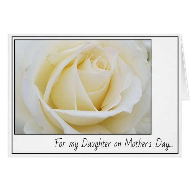 Cartão Elegant Pristine White Rose Close Up Mother's Day (Frente Horizontal)