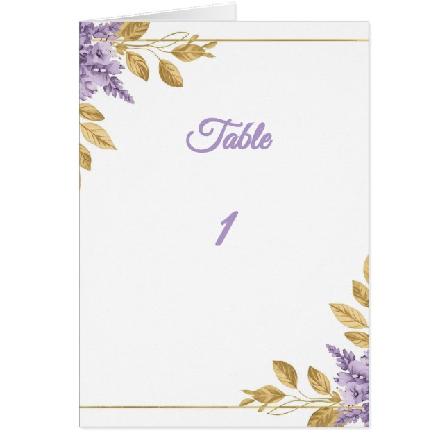 Cartão 👉 Elegant Purple Wisteria Gold Floral Folded Tabl (Frente)