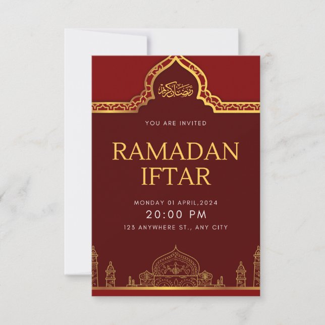 Cartão Elegant Ramadan Iftar Invitation | Modern Islamic  (Frente)