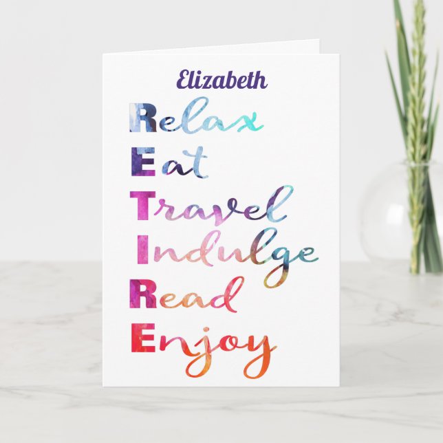 Cartão Elegant Retirement Watercolor Retire (Frente)