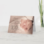 Cartão Elegant rose 100th birthday card for Grandmother<br><div class="desc">An elegant pale rose on a lace background. A beautiful card that will be sure to please your Grandmother.</div>