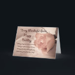 Cartão Elegant rose birthday card for sister<br><div class="desc">An elegant pale rose on a lace background. A beautiful card that will impress any lady. With a touching verse to reach her heart.</div>