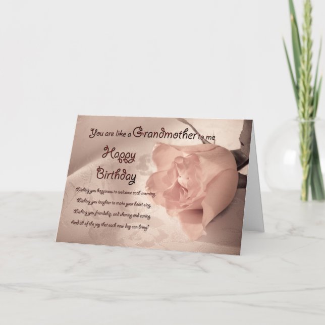 Cartão Elegant rose birthday card - like a grandmother (Frente)