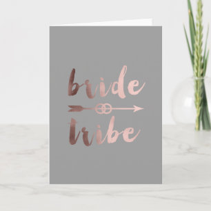 Cartão elegant rose gold bride tribe arrow wedding rings