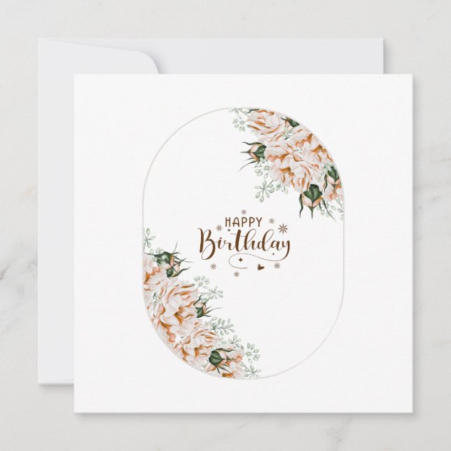 Cartão Elegant Roses Watercolor Floral  Birthday Card  (Frente)