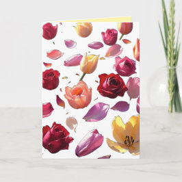 Cartão Elegant Scattered Floral Petal Modern Art Greeting