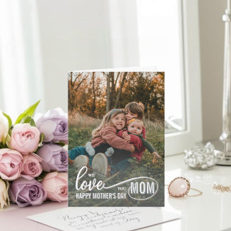 Cartão Elegant Script Mother’s Day Photo