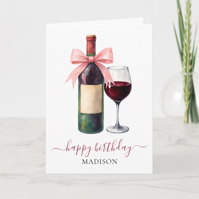Cartão Elegant Script Wine Lovers Custom Birthday (Frente)