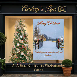 Cartão Elegant Serene Scene featuring Christmas lights 