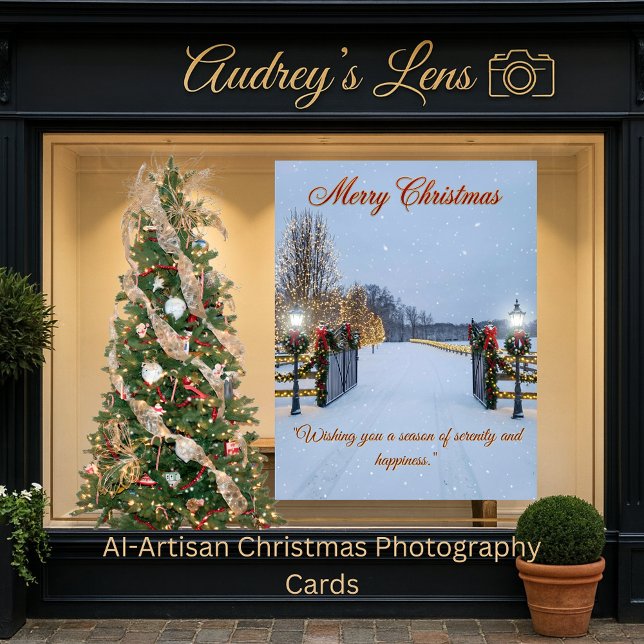 Cartão Elegant Serene Scene featuring Christmas lights  (Criador carregado)