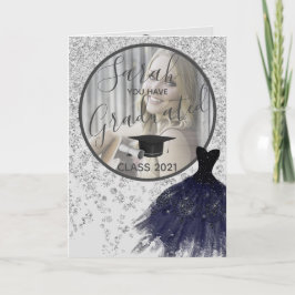 Cartão Elegant Silver Glitter You Have Graduated Photo