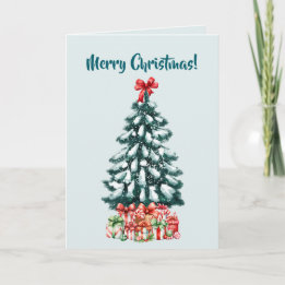 Cartão Elegant Snowy Christmas Tree Mint Green