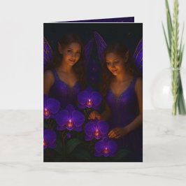 Cartão Elegant Thinking of You Purple Orchid Fairy