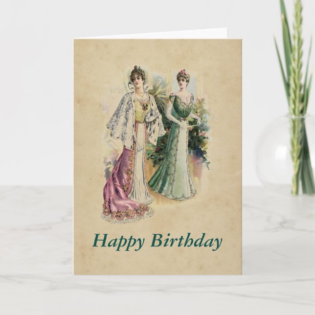 Cartão Elegant Victorian Ladies Birthday Greeting Card (Frente)