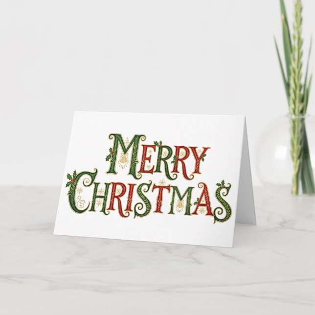 Cartão Elegant Vintage Merry Christmas Calligraphy  (Frente)