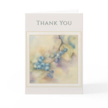 Elegant Watercolor Blueberry “Thank You” Card