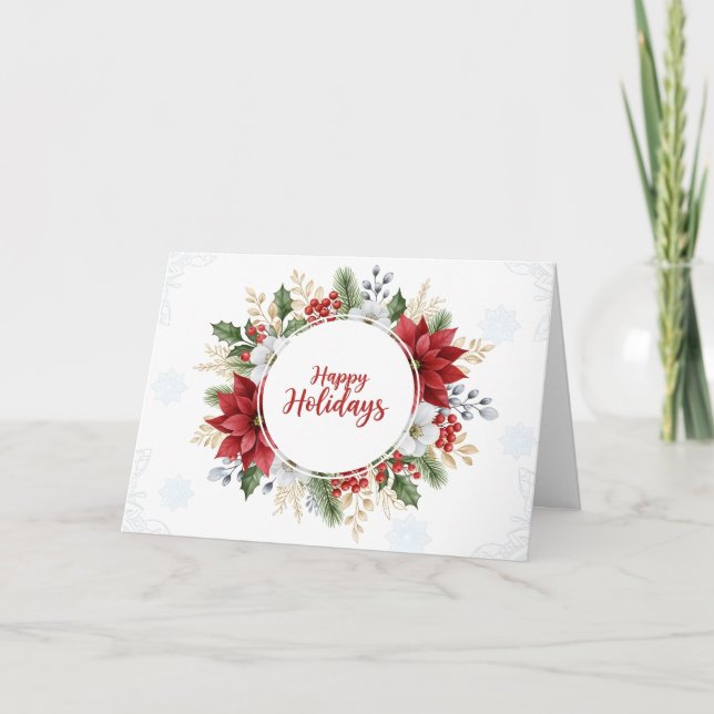 Cartão Elegant Watercolor Happy Holidays (Frente)