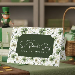 Cartão Elegant Watercolor Shamrocks Happy St. Patrick’s 