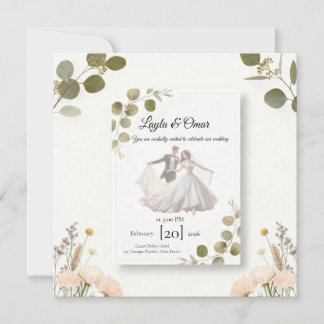 Cartão Elegant Wedding Invitation – Minimalist Romantic D