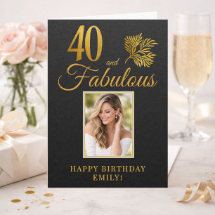Cartão Elegante 40 e Fabulosos Galhos Foto de 40º Anivers