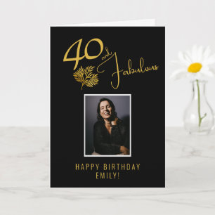 Cartão Elegante 40 e Fabulosos Galhos Foto de Aniversário