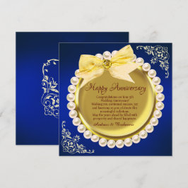 Cartão Elegante 5 Casamento Feliz Aniversário Dourado e M