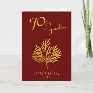 Cartão Elegante 70 e Fabulosos Galhos de Ouro Aniversário