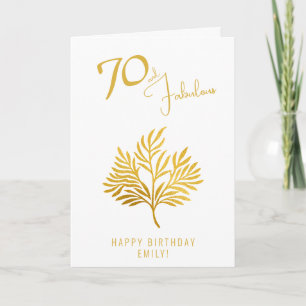 Cartão Elegante 70 e Fabulosos Galhos de Ouro Aniversário