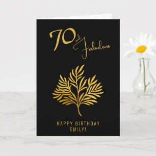 Cartão Elegante 70 e Fabulosos Galhos Dourados Aniversári