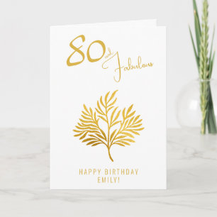 Cartão Elegante 80 e Fabulosos Galhos de Ouro Aniversário